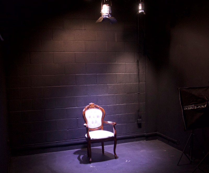 studio 2 spotlights on white chair